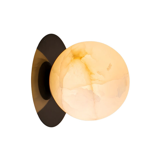 Noctyra 1 Light Alabaster Wall Light - Black