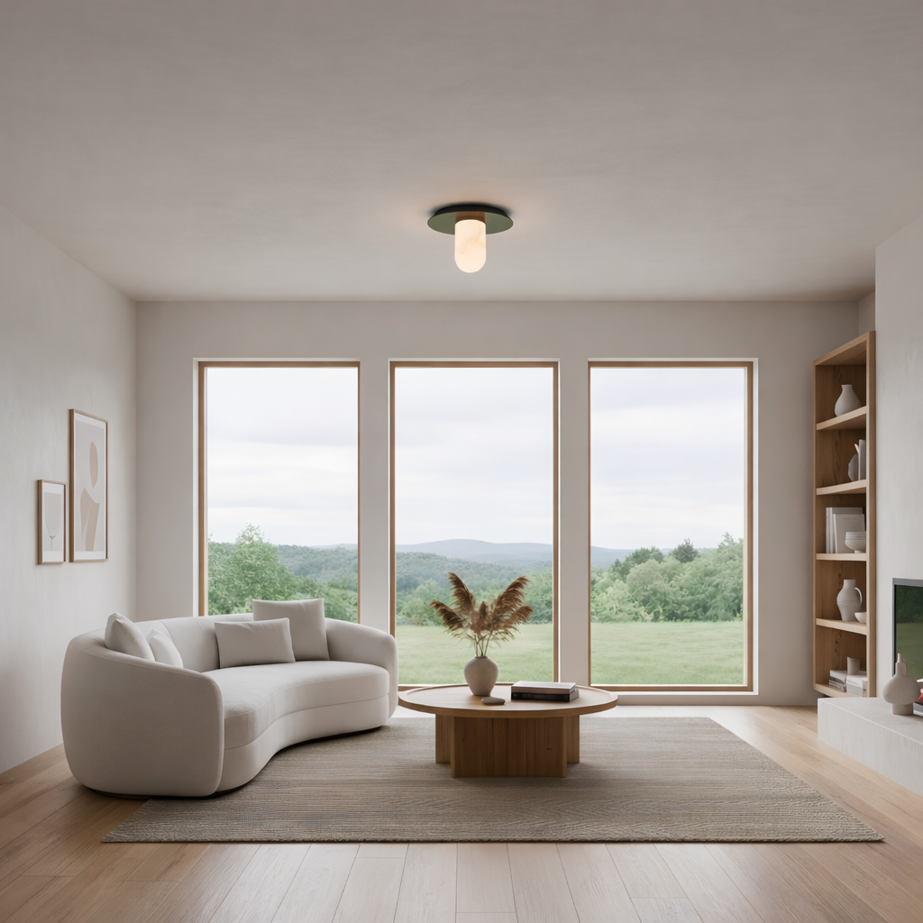 Arvello 1 Light Dome Alabaster Semi-Flush Ceiling Light
