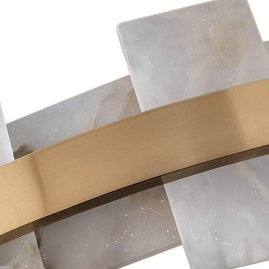 Montyra LED Panelled Alabaster Linear Chandelier - Soft White & Brass