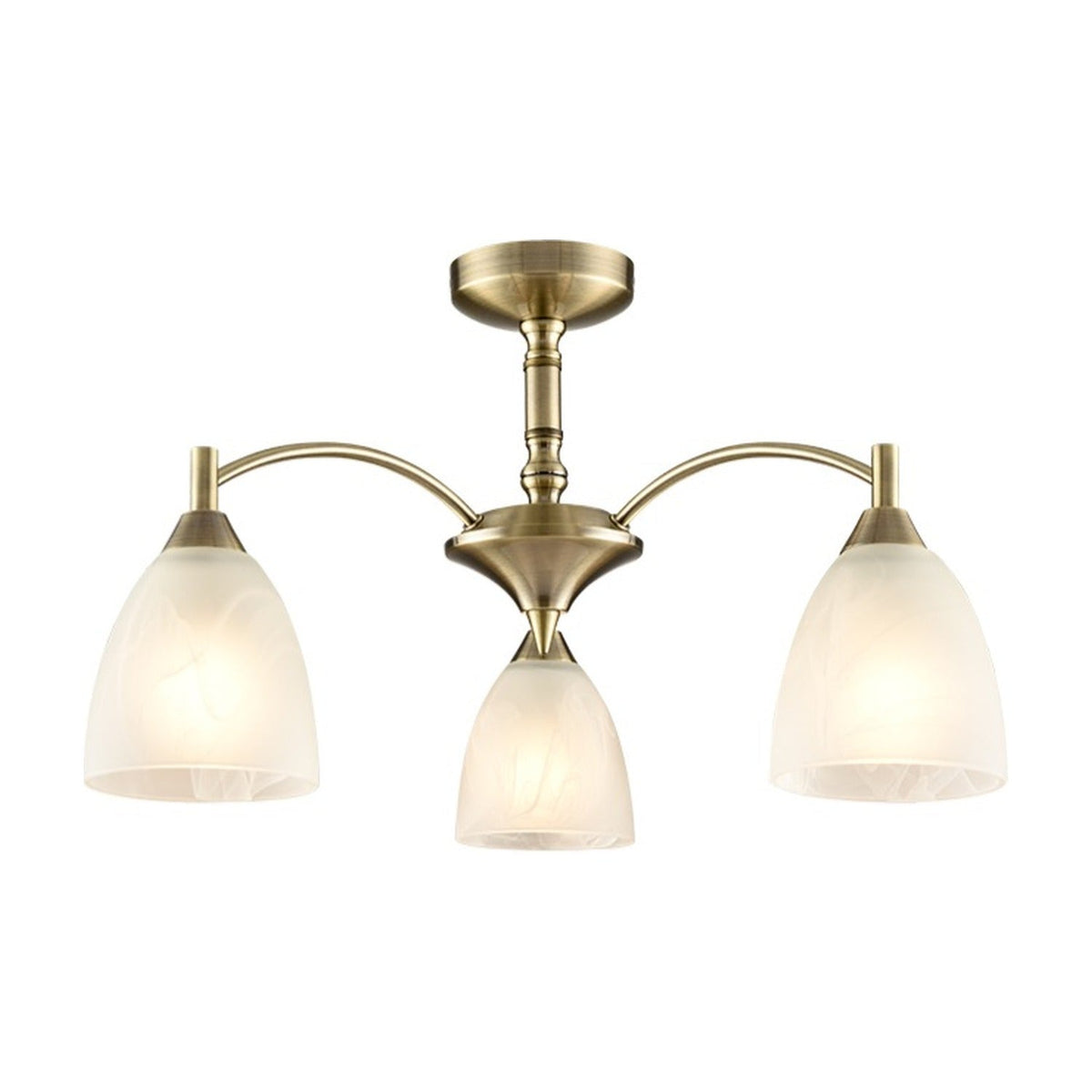 Emmy Bronze Alabaster 3 Light Glass Semi-Flush Ceiling Light