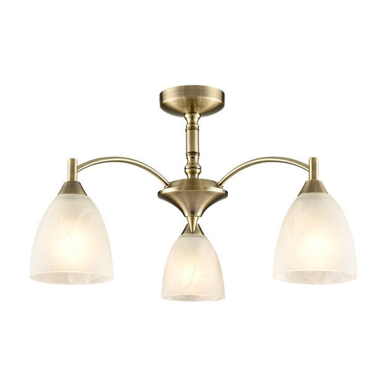 Emmy Bronze Alabaster 3 Light Glass Semi-Flush Ceiling Light