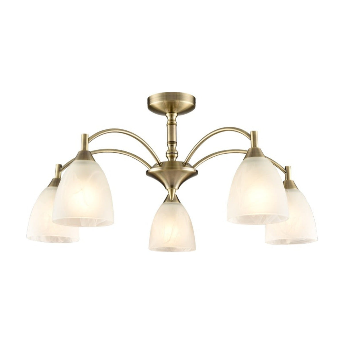 Emmy Bronze Alabaster 5 Light Glass Semi-Flush Ceiling Light
