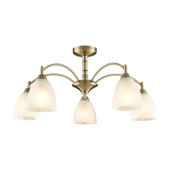 Emmy Bronze Alabaster 5 Light Glass Semi-Flush Ceiling Light