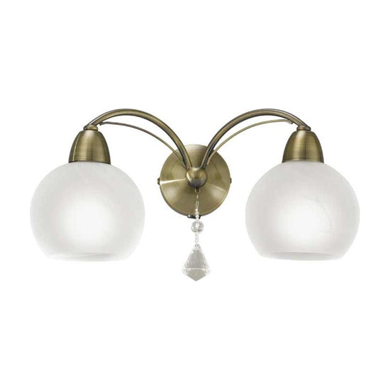 Thea Bronze Crystal Glass 2 Light Wall Light