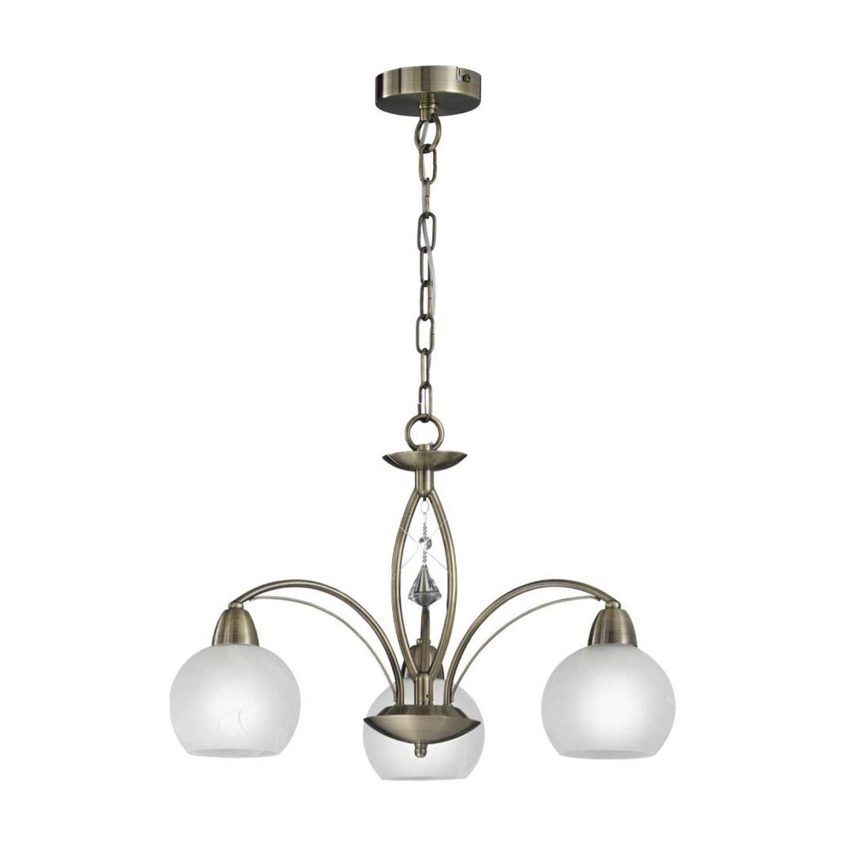 Thea Bronze Crystal Glass 3 Light Ceiling Light