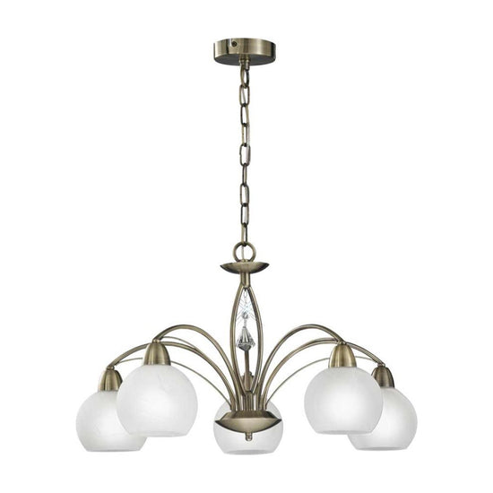 Thea Bronze Crystal Glass 5 Light Ceiling Light