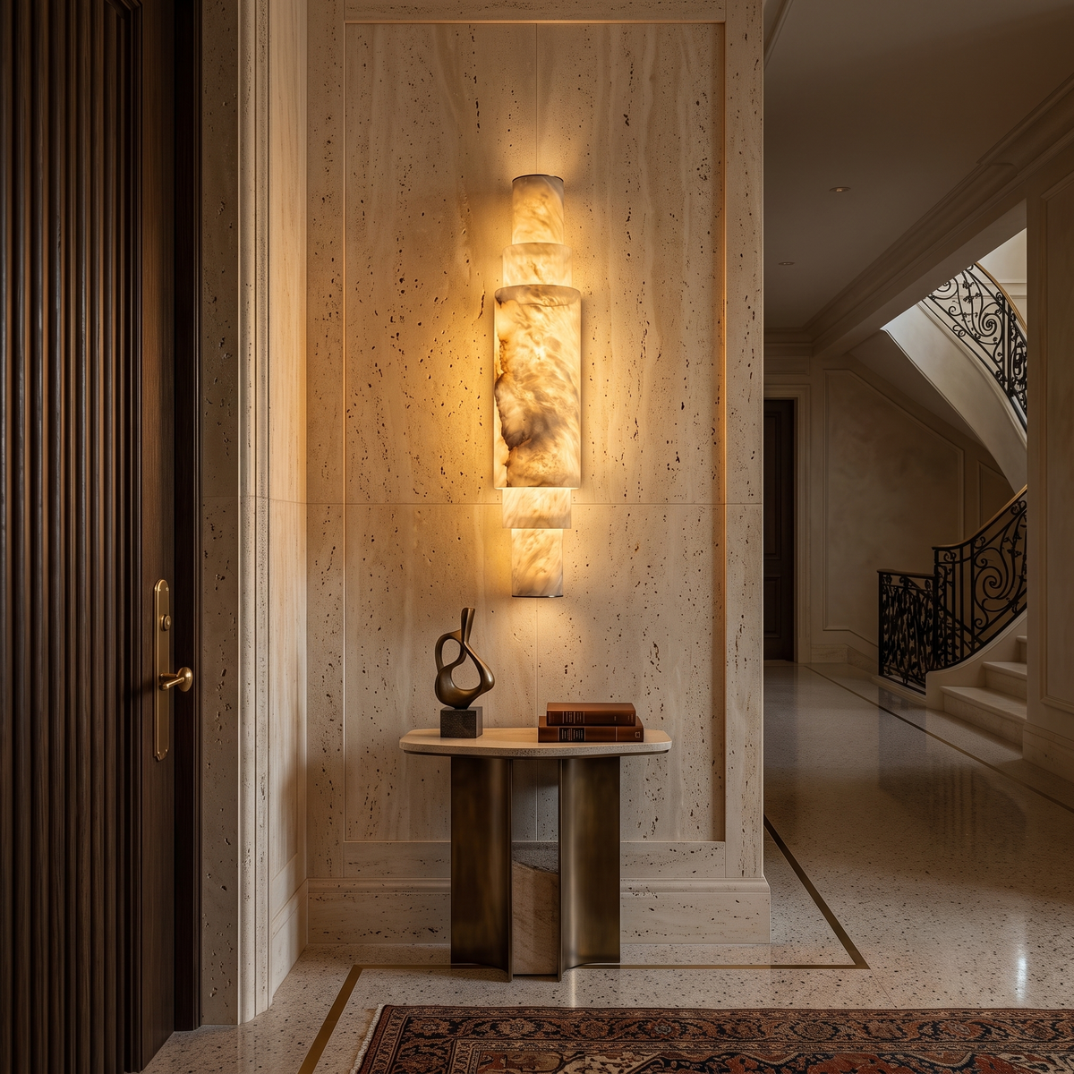 Aurelia LED Alabaster Wall Light - Brushed Brass