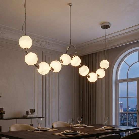 Luxoria 10 Light Alabaster Chandelier - White & Brass