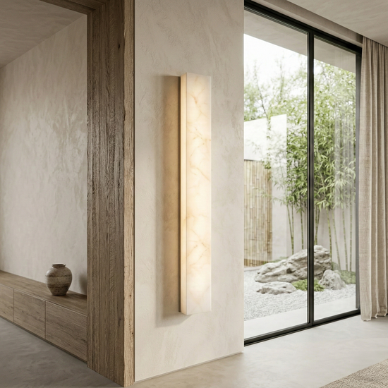 Aureline LED Extra Large Alabaster Column Wall Light - Soft White