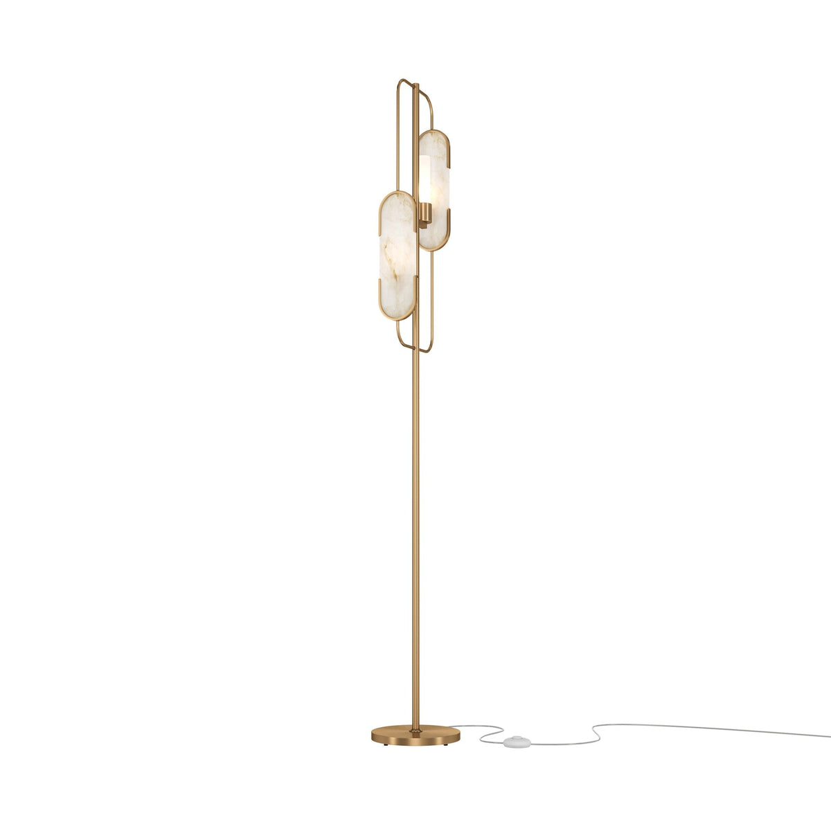 Marmo 2 Light Alabaster Floor Lamp - Brass