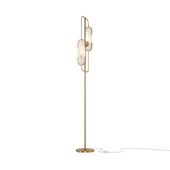 Marmo 2 Light Alabaster Floor Lamp - Brass