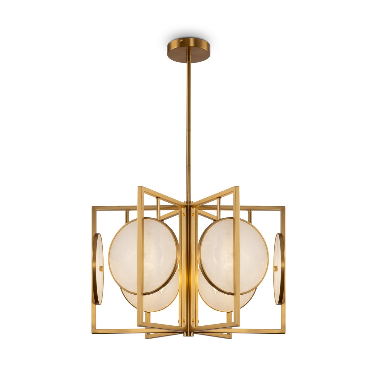 Marmo 6 Light Chandelier - Gold with Alabaster Panels