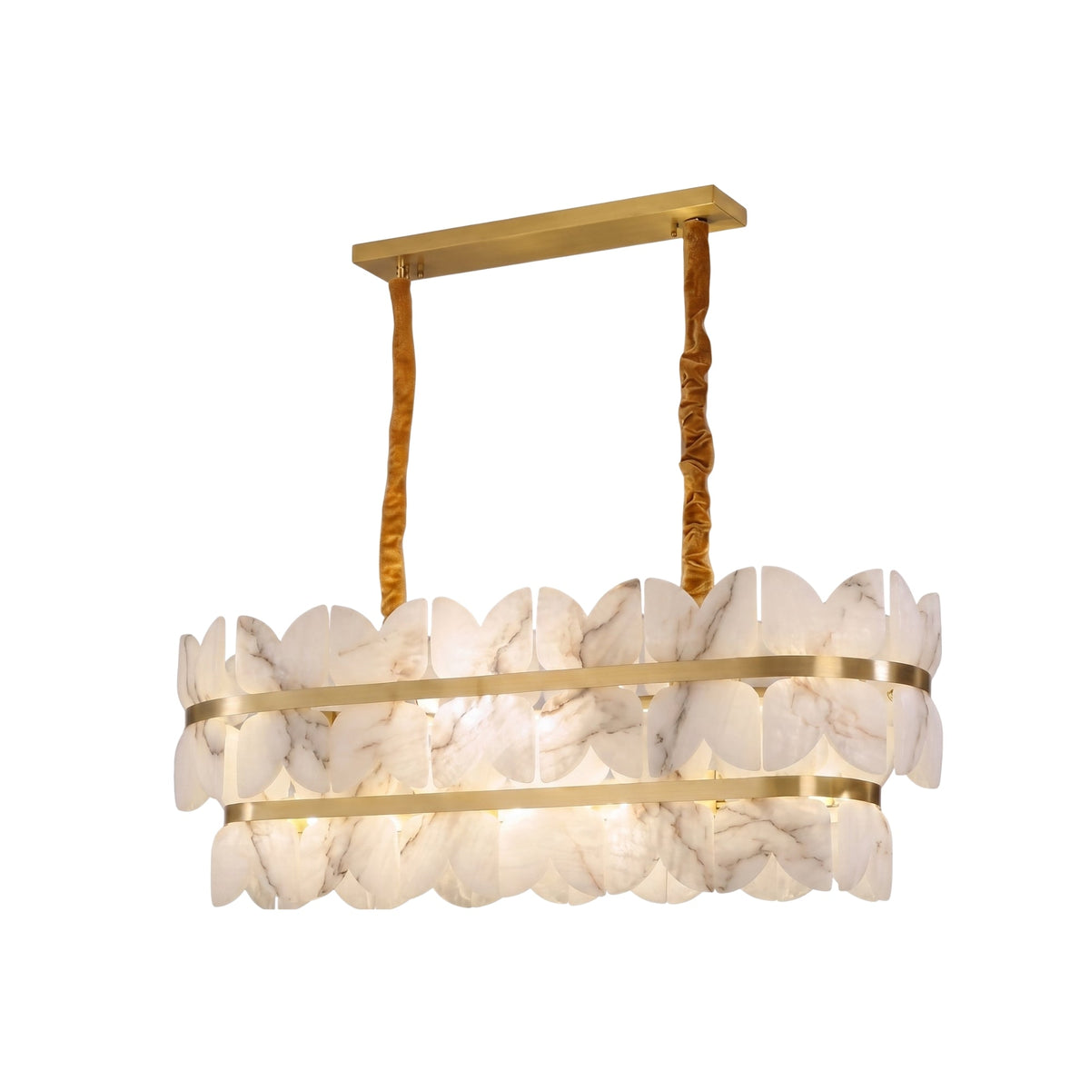 Petraia Linear Alabaster Chandelier - Brushed Brass