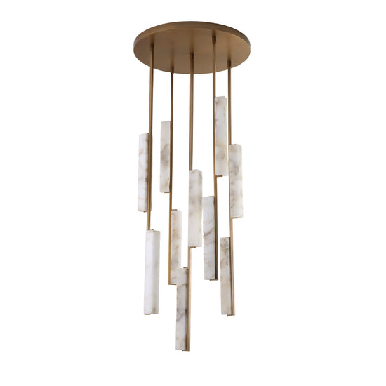 Selvara 10 Light Alabaster Cluster Chandelier - Brushed Brass