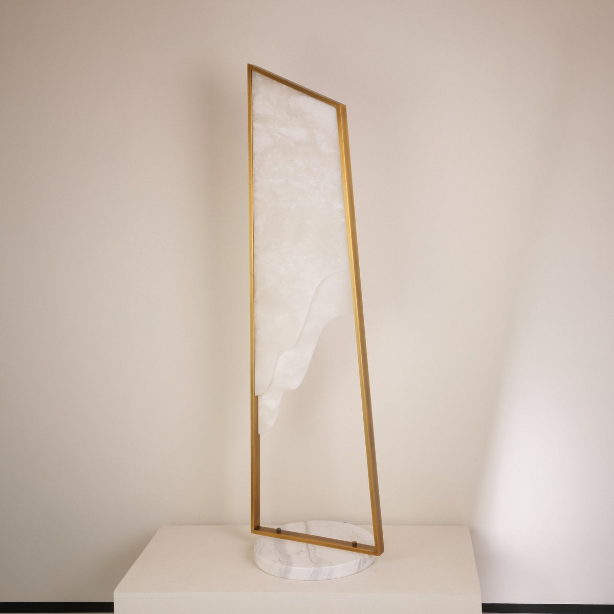 Atria Small LED Alabaster Floor Lamp - Brushed Brass