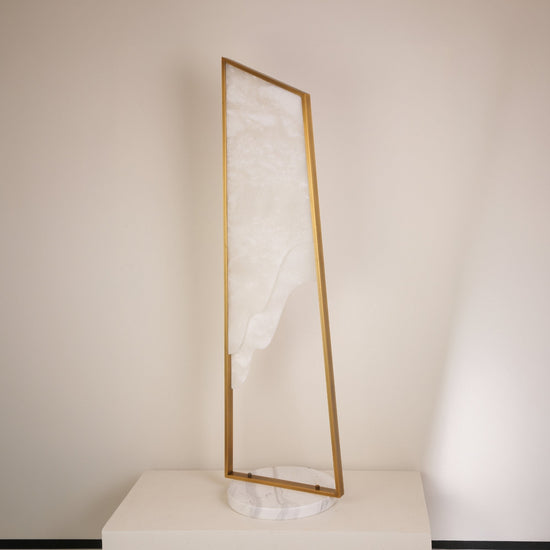 Atria Small LED Alabaster Floor Lamp - Brushed Brass