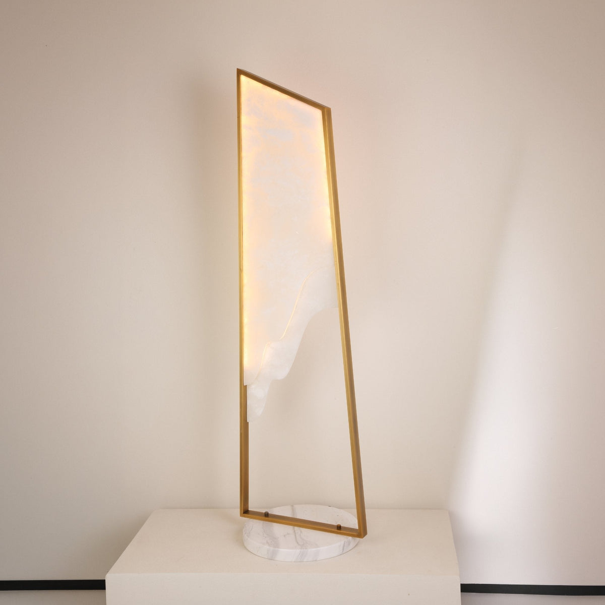 Atria Small LED Alabaster Floor Lamp - Brushed Brass