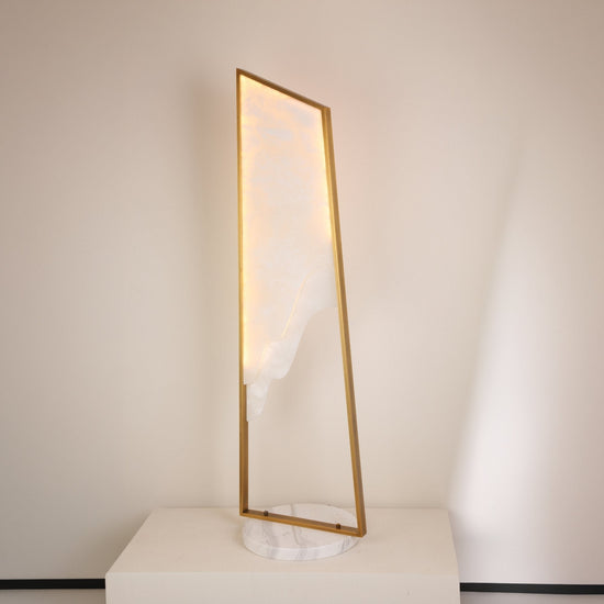 Atria Small LED Alabaster Floor Lamp - Brushed Brass