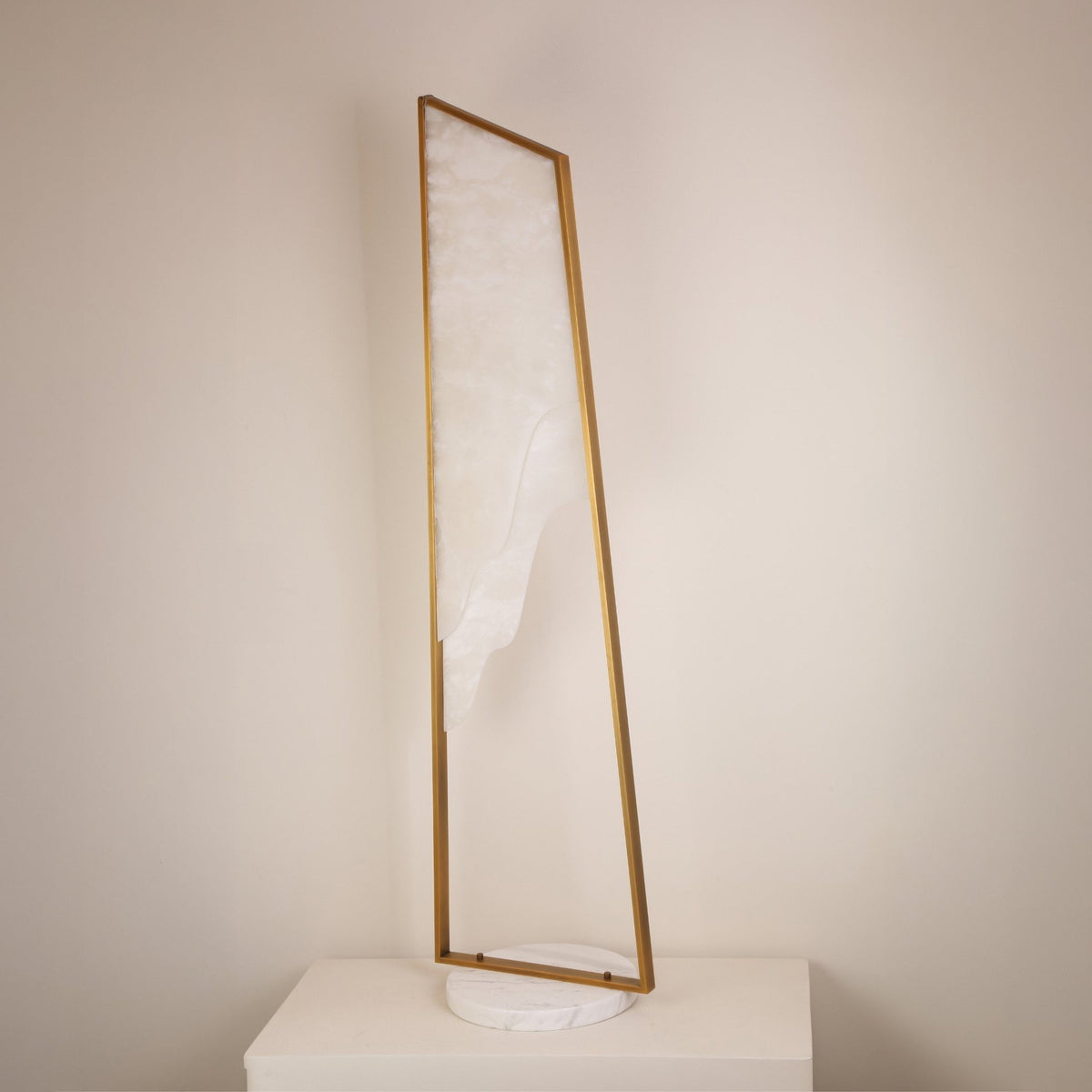 Atria LED Large Alabaster Floor Lamp - Brushed Brass