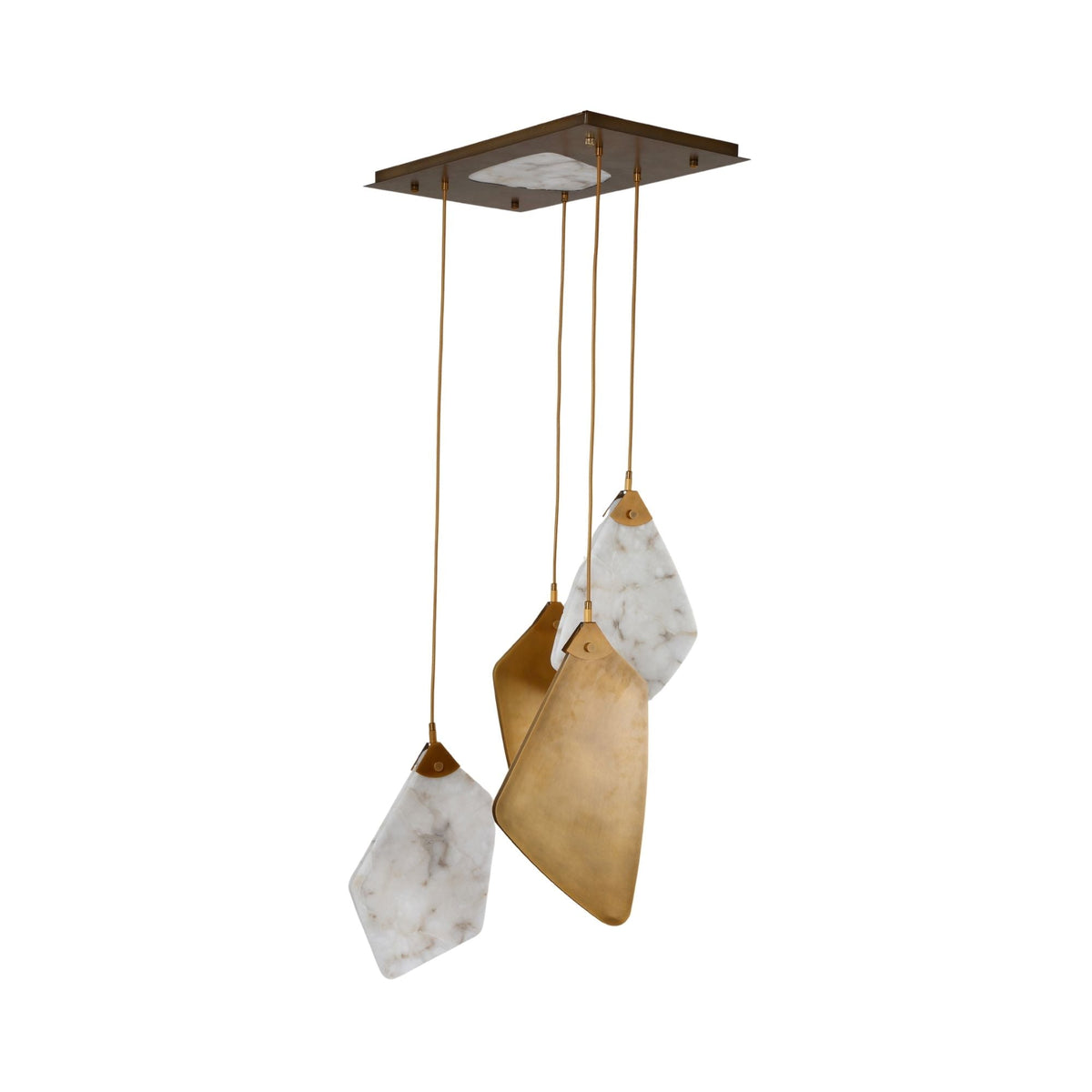 Caelis 4 Light LED Alabaster Cluster Chandelier - Brushed Brass