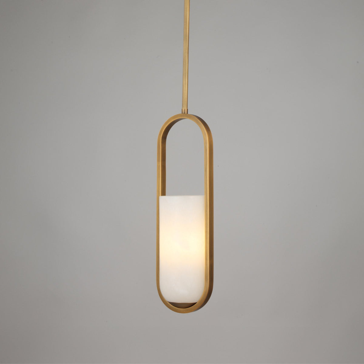 Eliona Capsule Alabaster Pendant Light - Brushed Brass