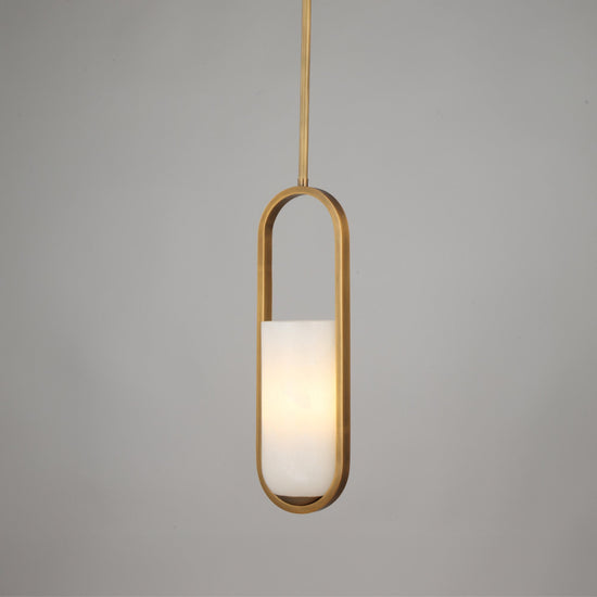 Eliona Capsule Alabaster Pendant Light - Brushed Brass