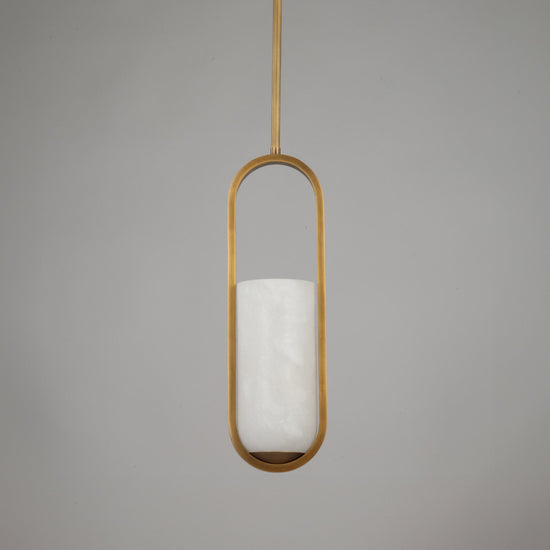 Eliona Capsule Alabaster Pendant Light - Brushed Brass