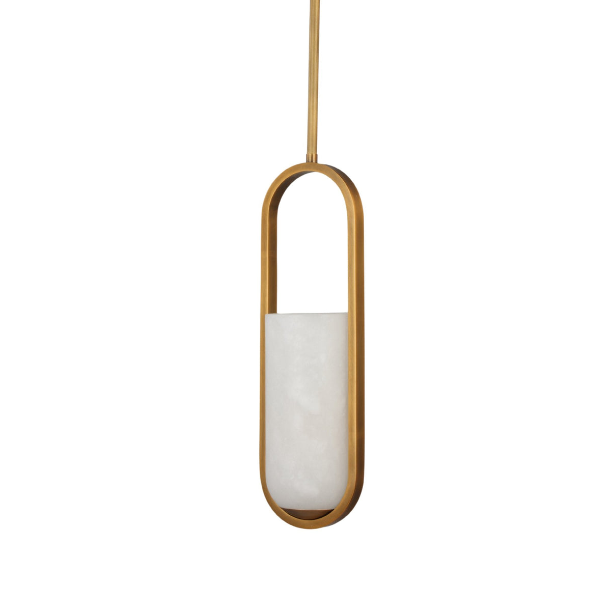 Eliona Capsule Alabaster Pendant Light - Brushed Brass