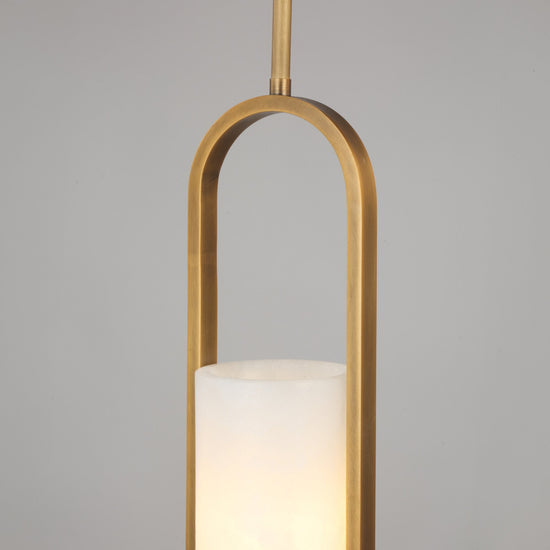 Eliona Capsule Alabaster Pendant Light - Brushed Brass