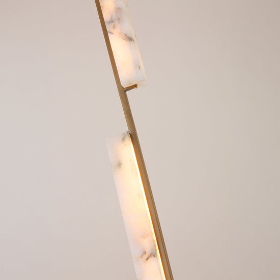 Selvara LED Vertical Duo Alabaster Pendant Light - Brushed Brass