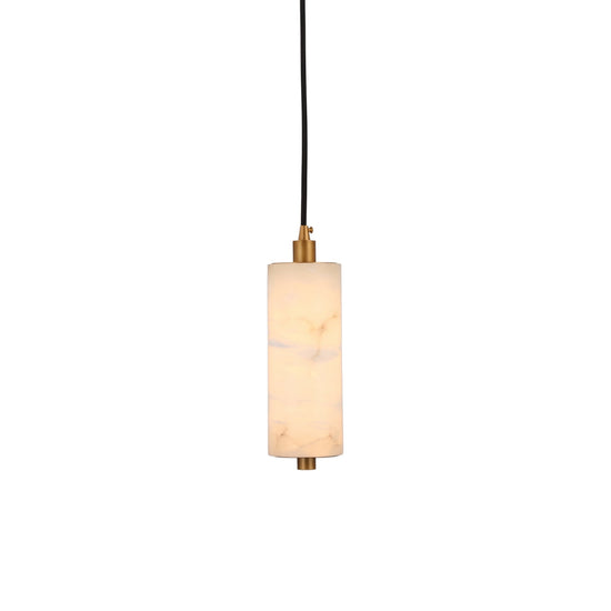 Ardent LED Small Alabaster Column Pendant Light - Brushed Brass