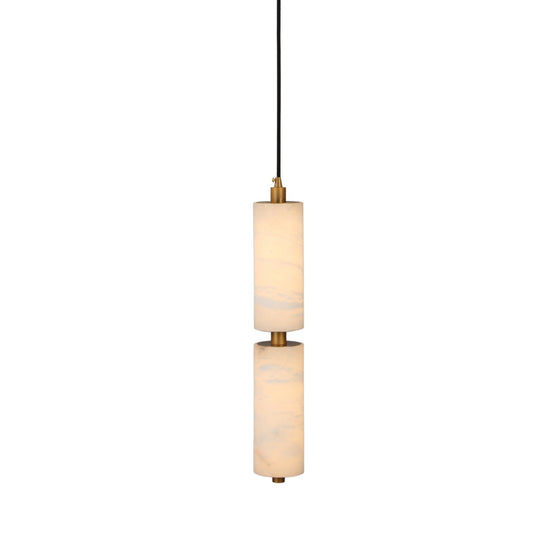 Ardent Medium Column Alabaster LED Pendant Light - Brushed Brass