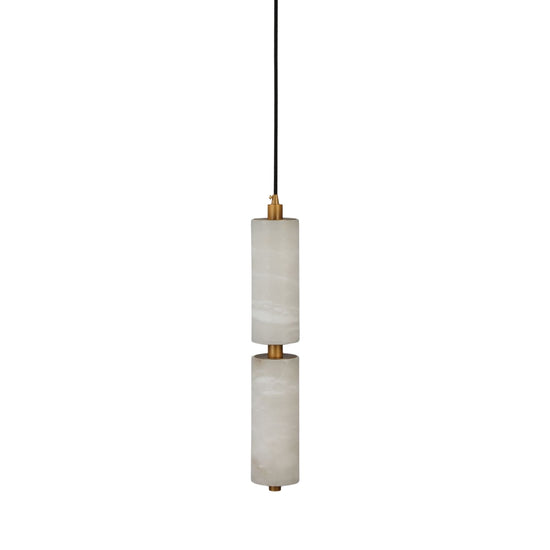 Ardent Medium Column Alabaster LED Pendant Light - Brushed Brass
