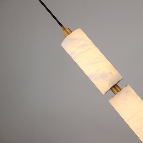 Ardent Medium Column Alabaster LED Pendant Light - Brushed Brass