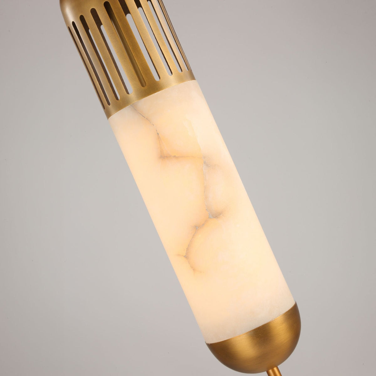 Zerith LED Alabaster Tube Pendant Light - Brushed Brass