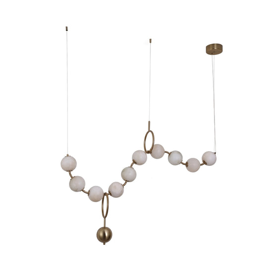 Luxoria 10 Light Alabaster Chandelier - White & Brass