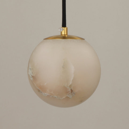 Lyvane Extra Small Alabaster Globe Pendant Light - Brushed Brass