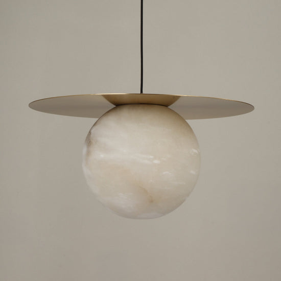 Marenzo Alabaster Orb Pendant Light - Brushed Brass