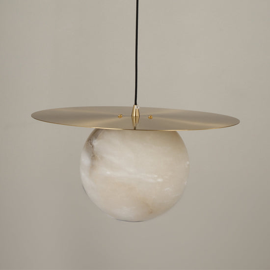 Marenzo Alabaster Orb Pendant Light - Brushed Brass
