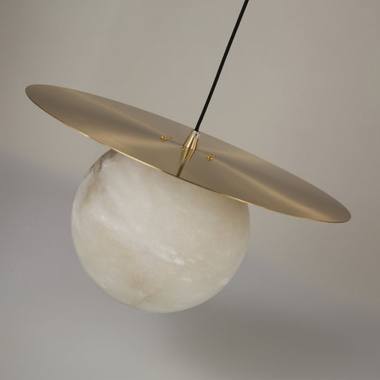 Marenzo Small Orb Alabaster Pendant Light - Brushed Brass