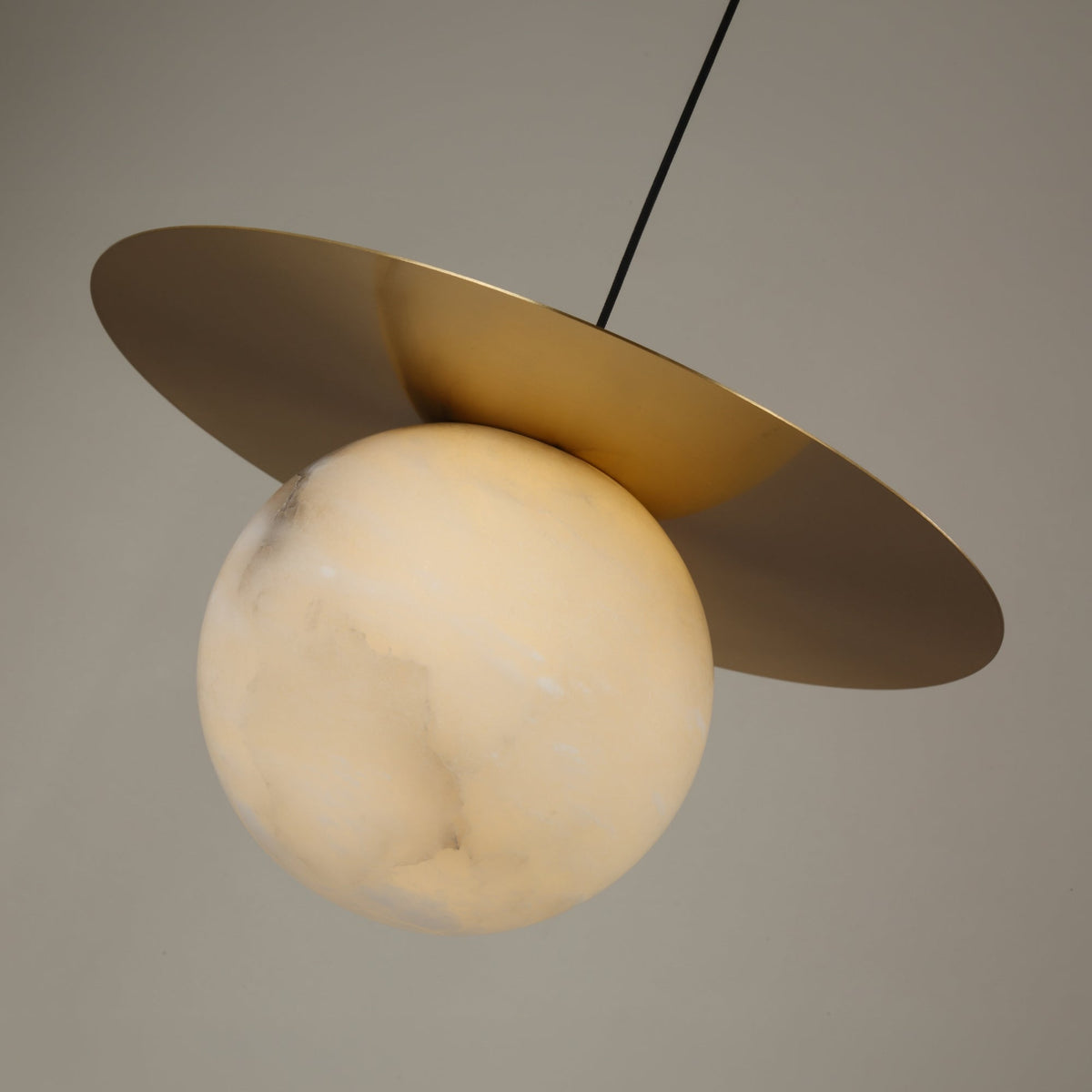 Marenzo Small Orb Alabaster Pendant Light - Brushed Brass
