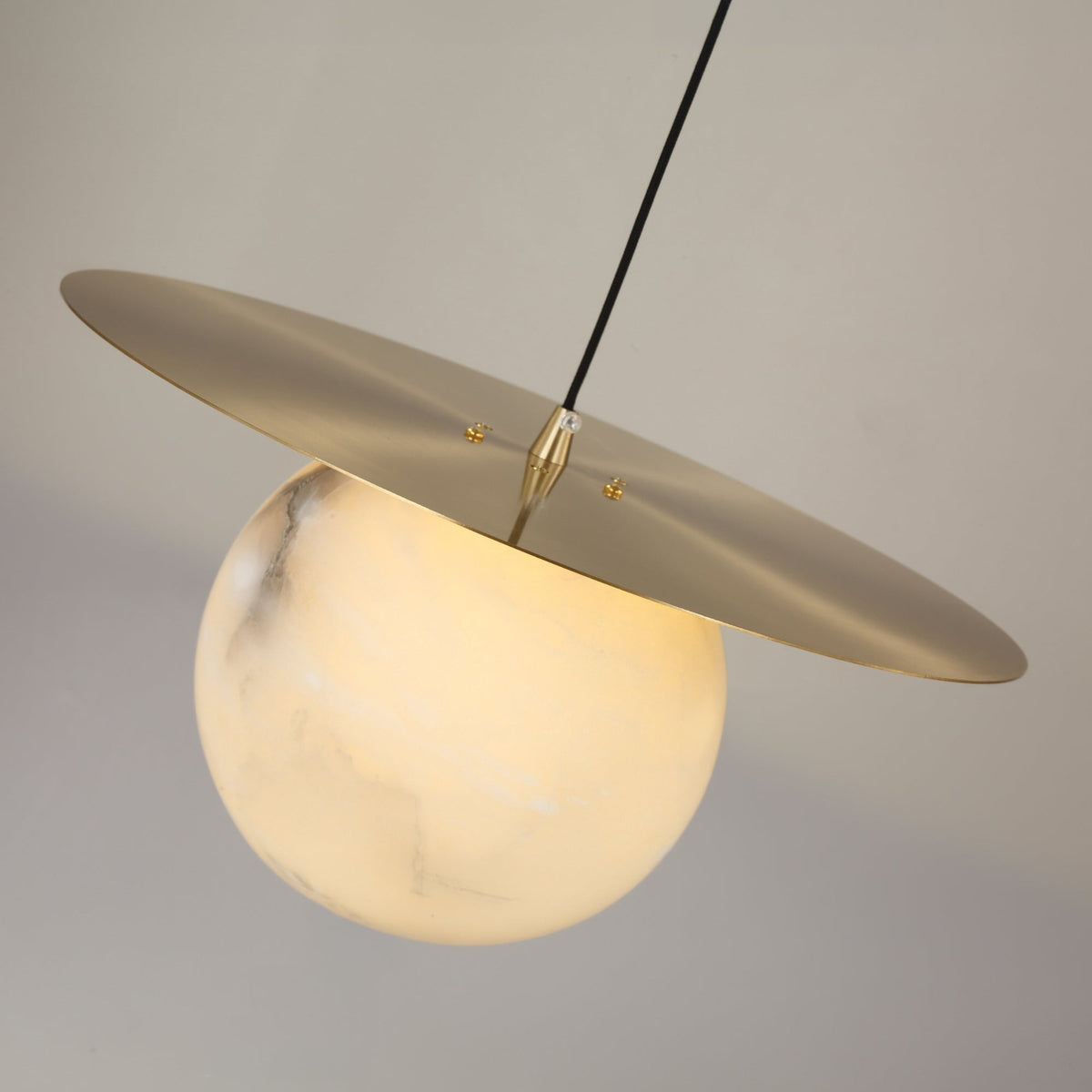 Marenzo Small Orb Alabaster Pendant Light - Brushed Brass