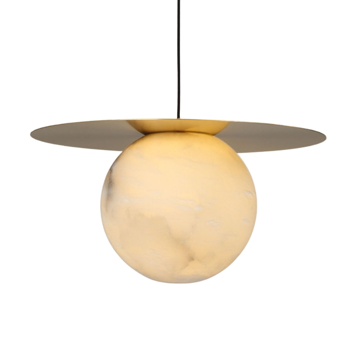 Marenzo Alabaster Orb Pendant Light - Brushed Brass