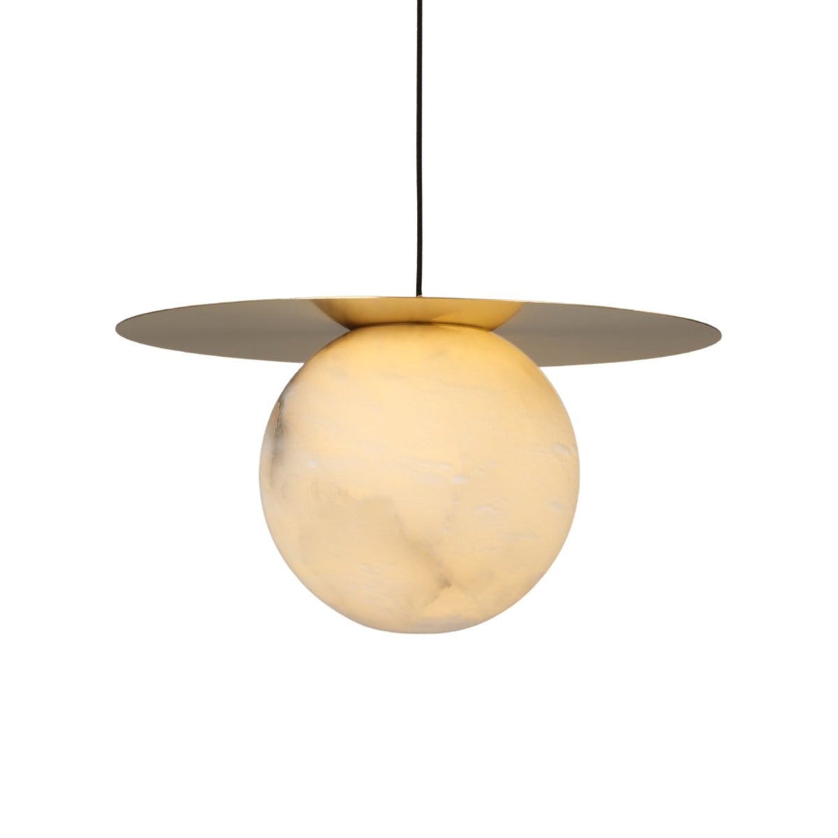 Marenzo Small Orb Alabaster Pendant Light - Brushed Brass
