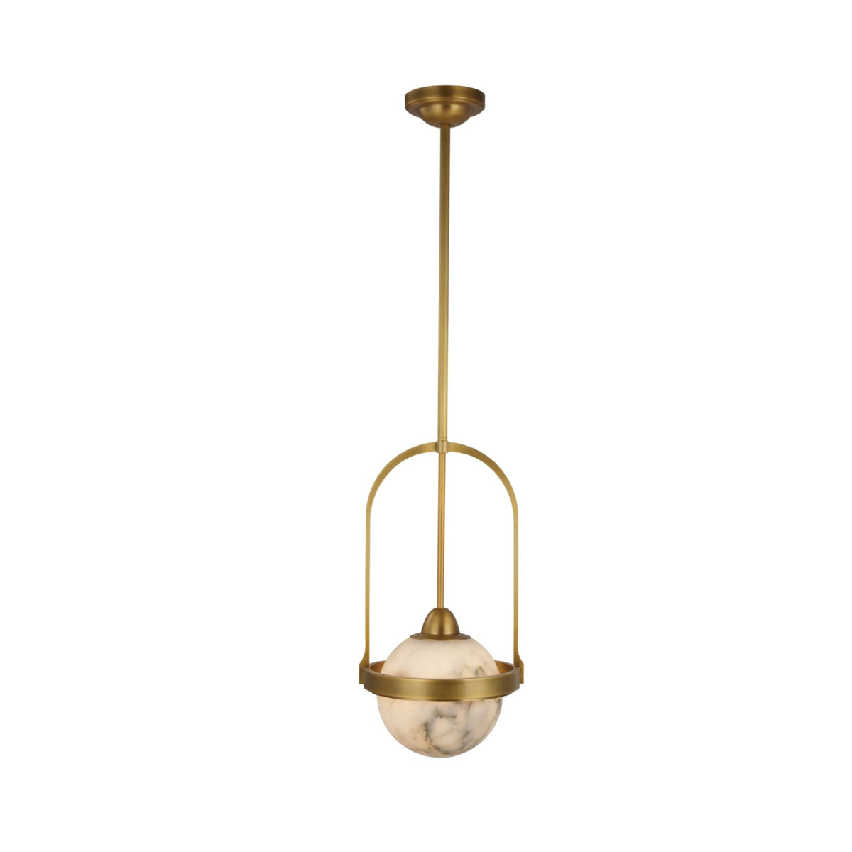 Calnis Alabaster Single Pendant Light - Brushed Brass