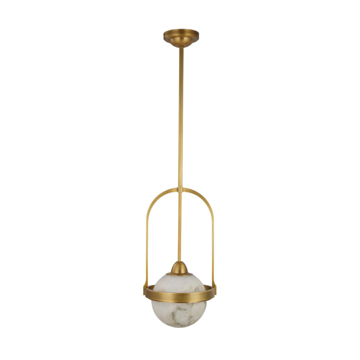 Calnis Alabaster Single Pendant Light - Brushed Brass