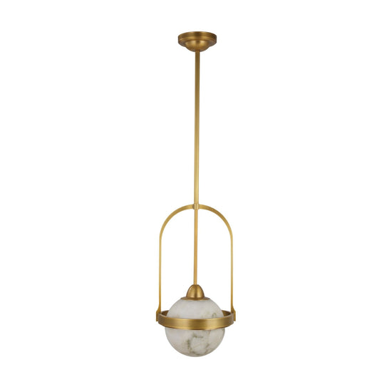 Calnis Alabaster Single Pendant Light - Brushed Brass