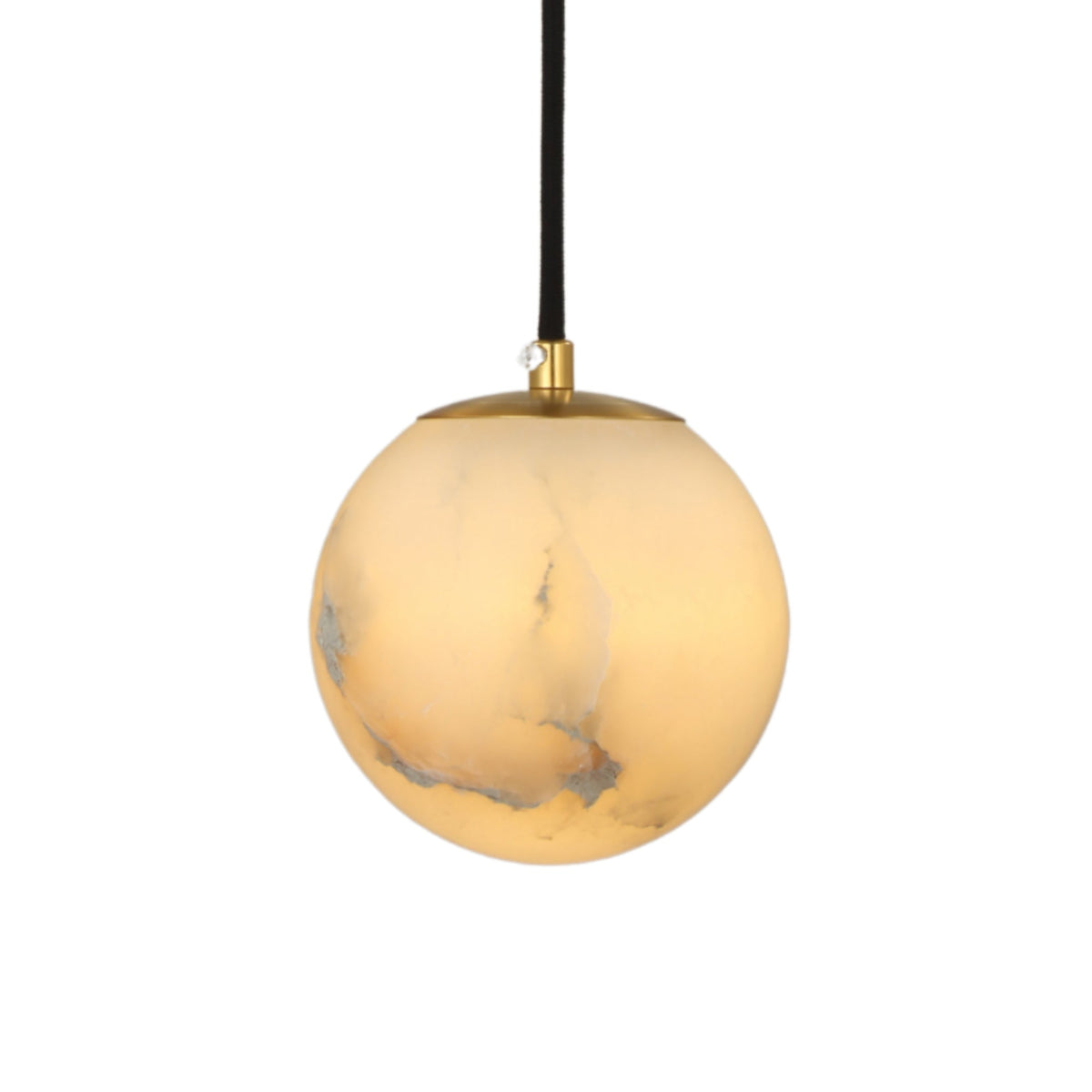 Lyvane Small Alabaster Globe Pendant Light - Brushed Brass