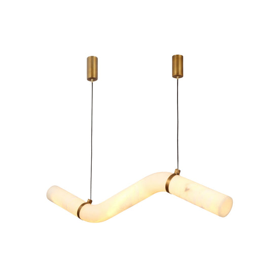 Zareon LED Small Stepped Alabaster Chandelier - Brushed Brass