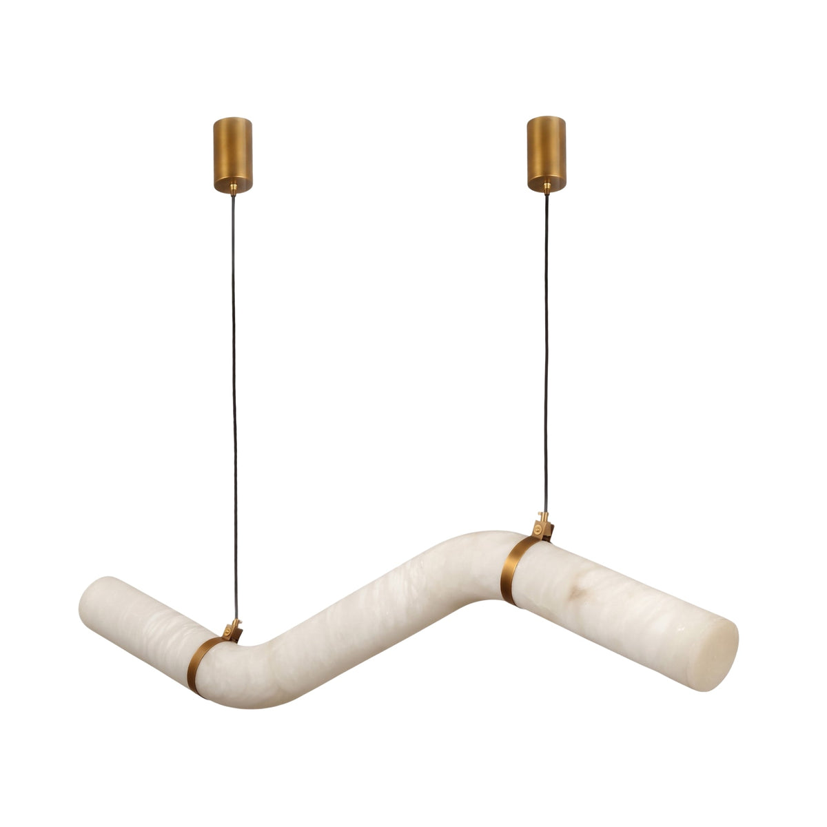 Zareon LED Medium Stepped Alabaster Chandelier - Brushed Brass
